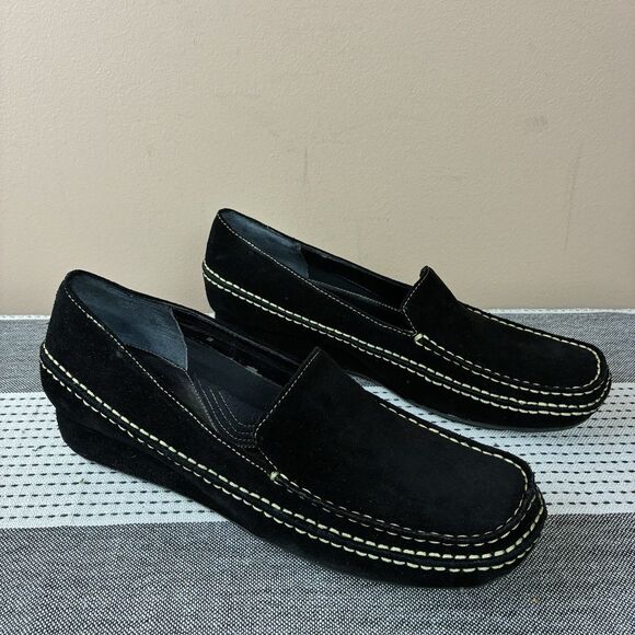 What's What by Aerosoles  Slip On Black Suede Leather Womens Loafers Size 7.5 - Picture 2 of 6